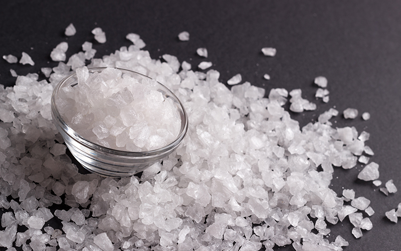 Ammonium sulfate nitrogen fertilizer crystal close up