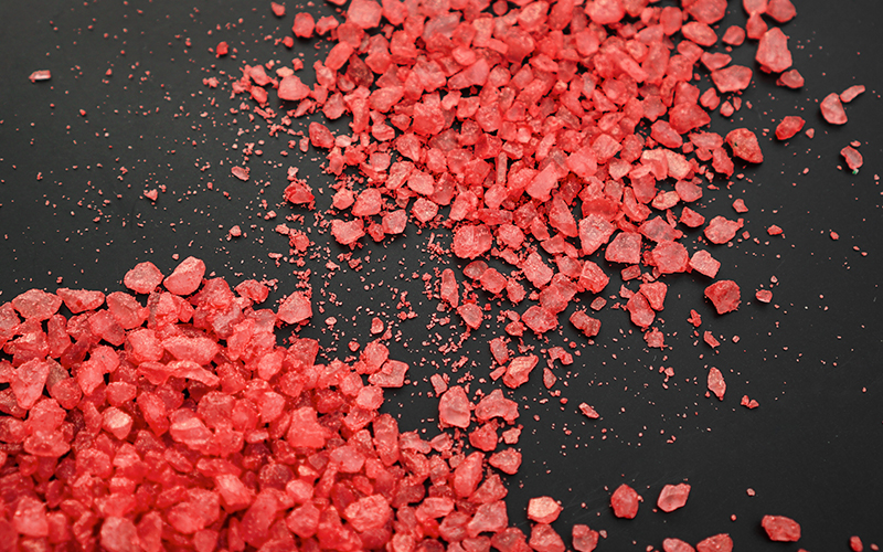 MOP potassium chloride red granules close up