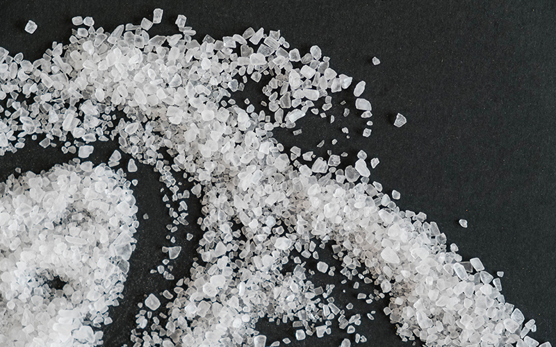 SOP potassium sulfate white fine granules close up